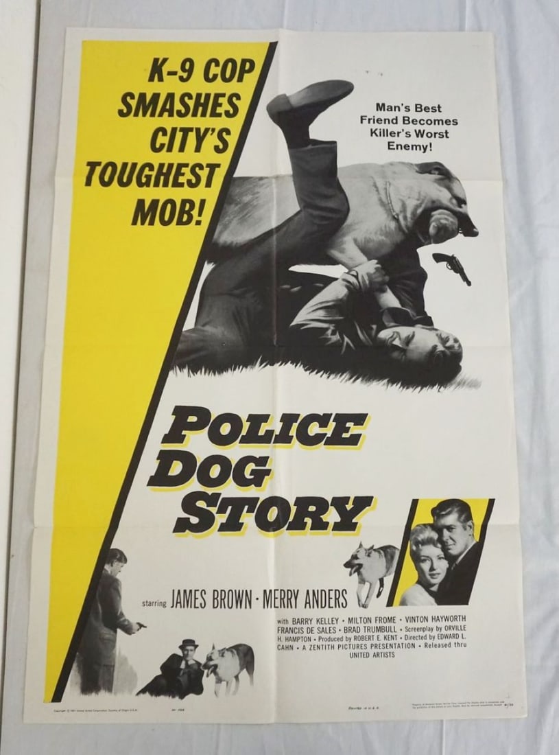 VINTAGE MOVIE POSTER *POLICE DOG STORY*: VINTAGE MOVIE POSTER *POLICE DOG STORY* 1961, APPROXIMATELY 27 IN X 41 IN