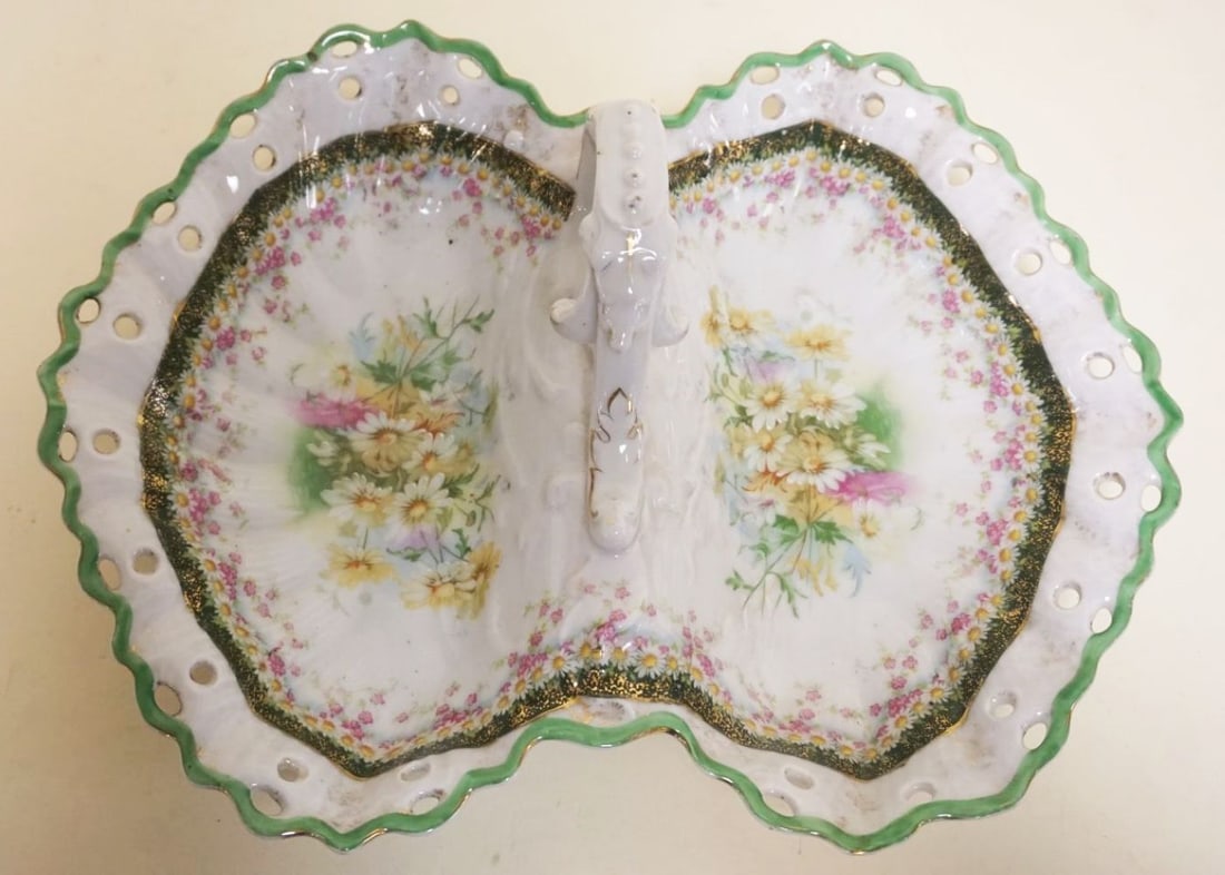 CT GERMAN HAND PAINTED DIVIDED DISH: CT GERMAN HAND PAINTED DIVIDED DISH, HAND PAINTED PORCELAIN FLORAL
