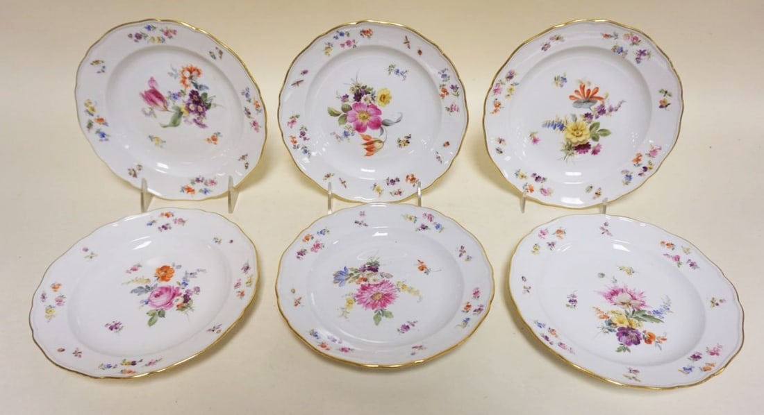 MEISSEN HAND PAINTED FLORAL PLATES (1 of 6)