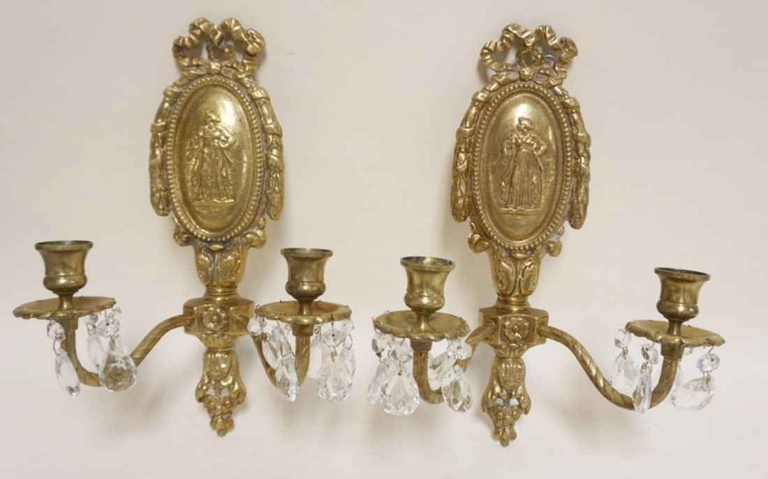 HEAVY CAST BRASS CANDLE WALL SCONCES (1 of 4)