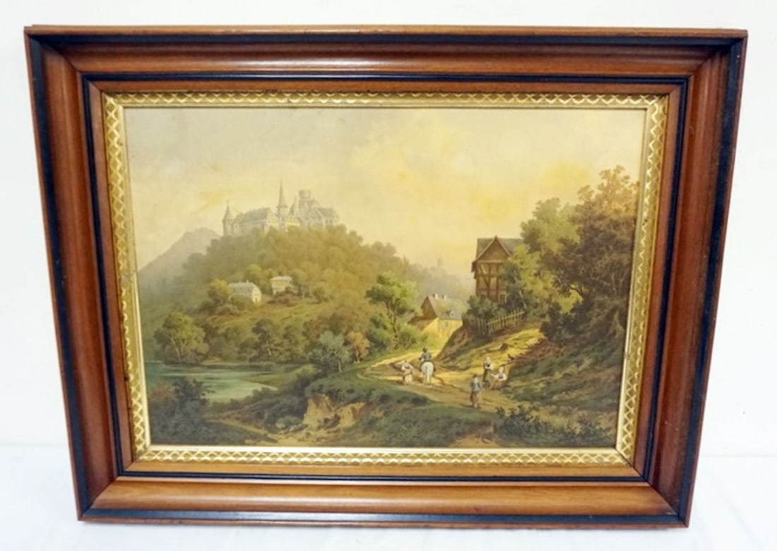 PRINT OF CASTLE IN DEEP WALNUT FRAME (1 of 5)