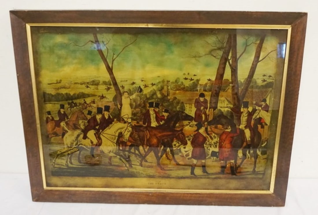 REVERSE PAINTED ON GLASS HUNT SCENE (1 of 2)
