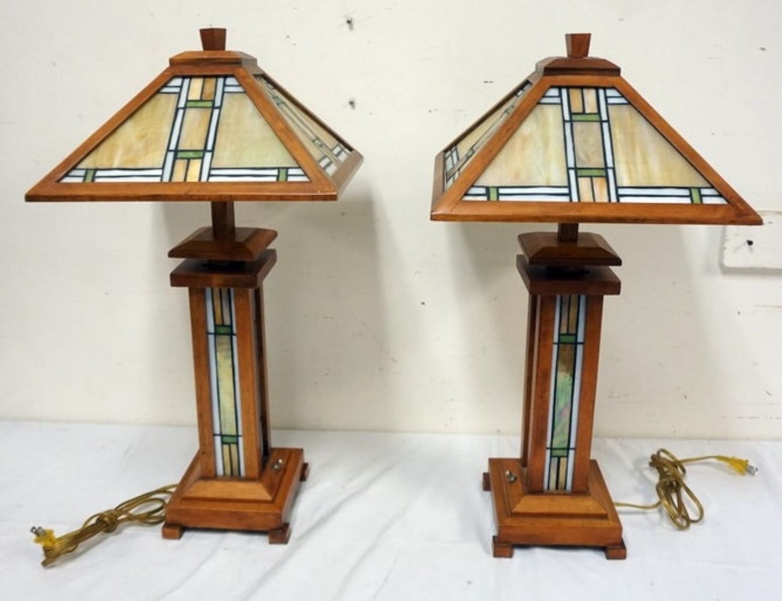 MISSION STYLE ARTS & CRAFTS SLAG GLASS LAMPS (1 of 3)