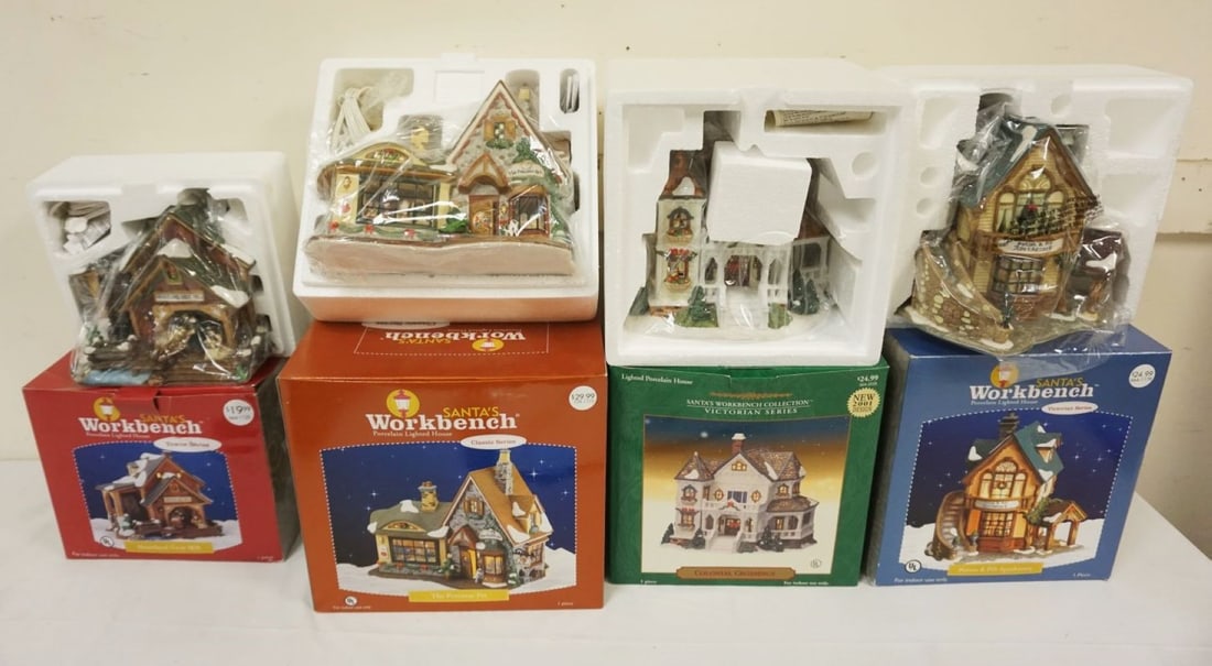 GROUP OF 4 PORCELAIN SANTAS WORKBENCH (1 of 3)