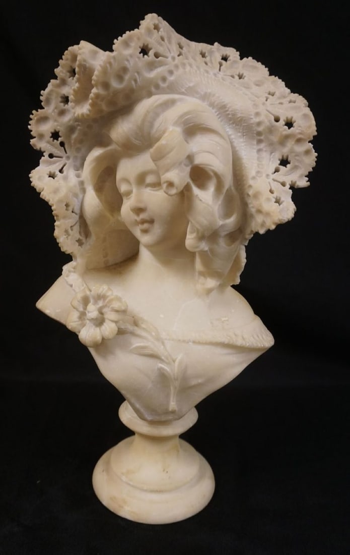CARVED MARBLE BUST OF WOMAN (1 of 6)