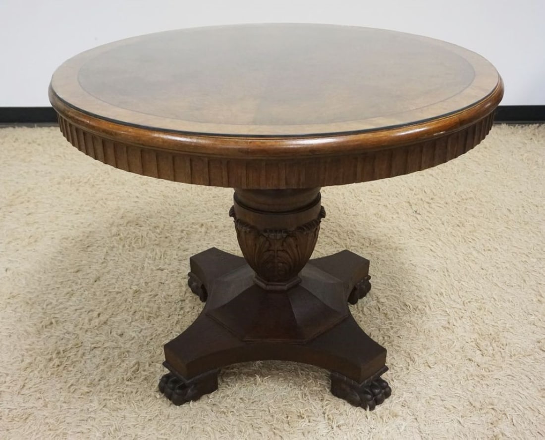 CARVED OAK PEDESTAL TABLE (1 of 5)