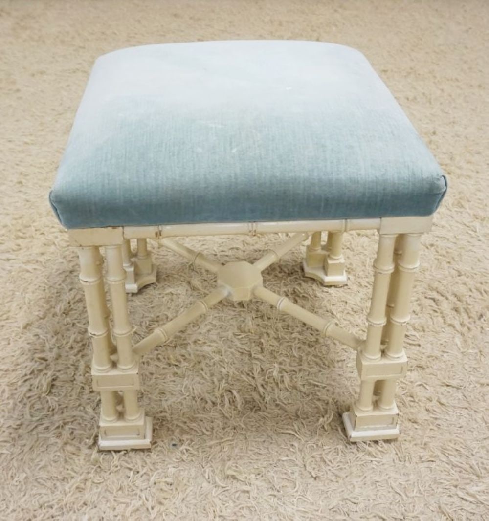 FAUX BAMBOO UPHOLSTERED STOOL (1 of 3)