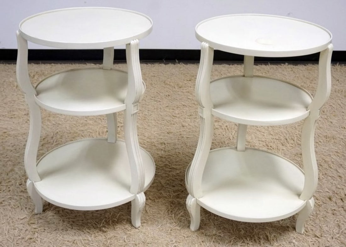 HICKORY CHAIR PAIR OF 3 TIER ACCESSORY TABLES (1 of 4)