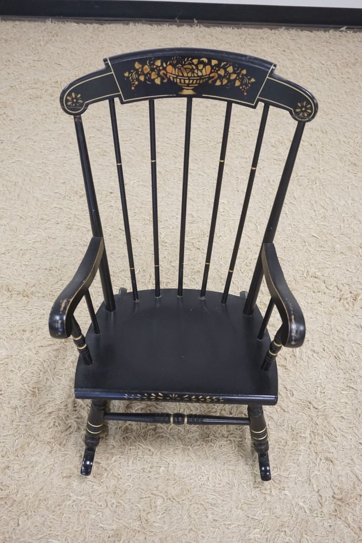 HITCHCOCK STYLE STENCILED CHILDS ROCKER: HITCHCOCK STYLE STENCILED CHILDS ROCKER, APPROXIMATELY 30 IN HIGH