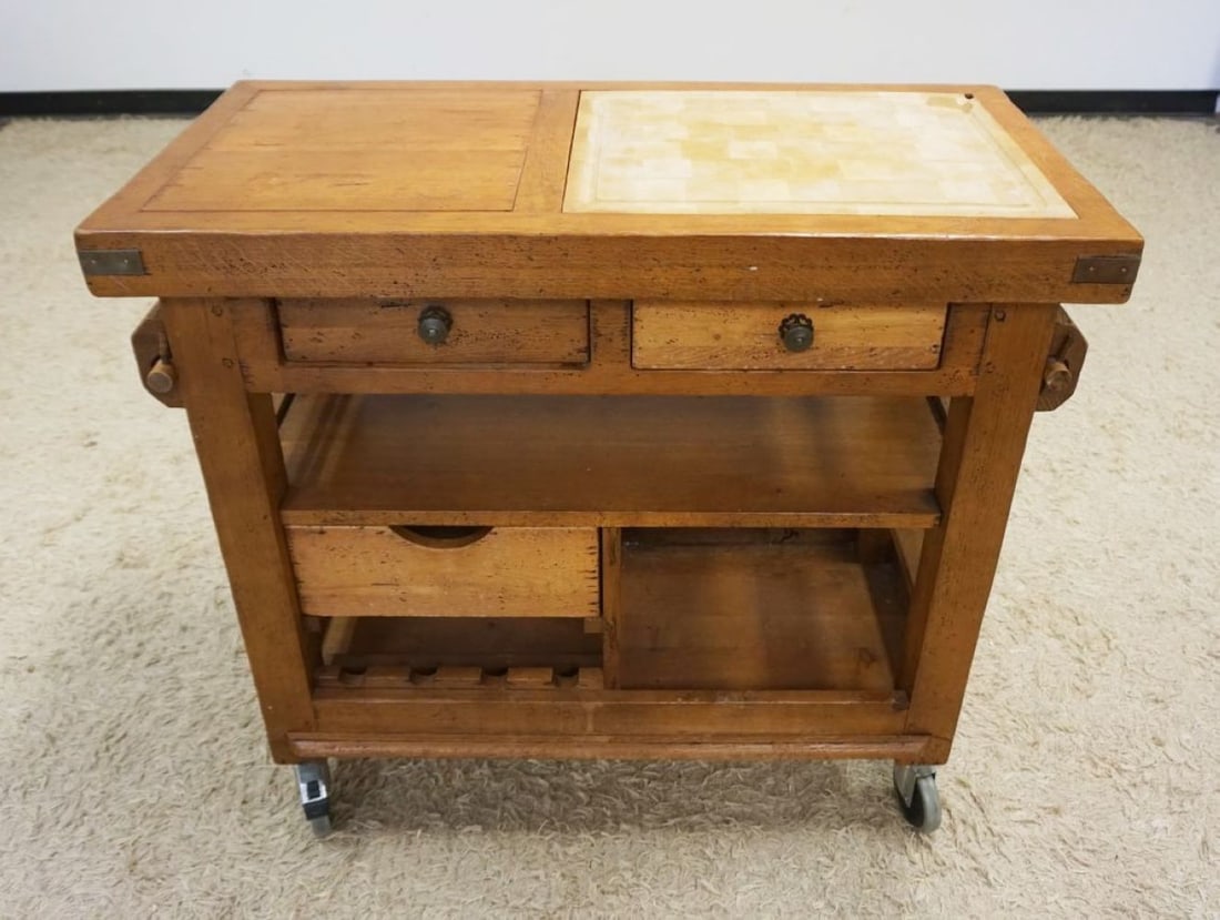 HARDWOOD KITCHEN ROLLING CART (1 of 8)