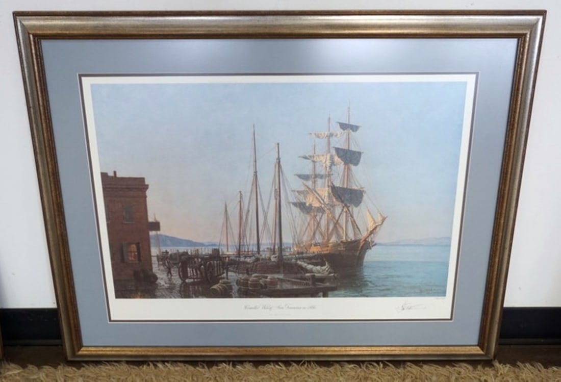 FRAMED PRINT SHIPS AT HARBOR (1 of 3)