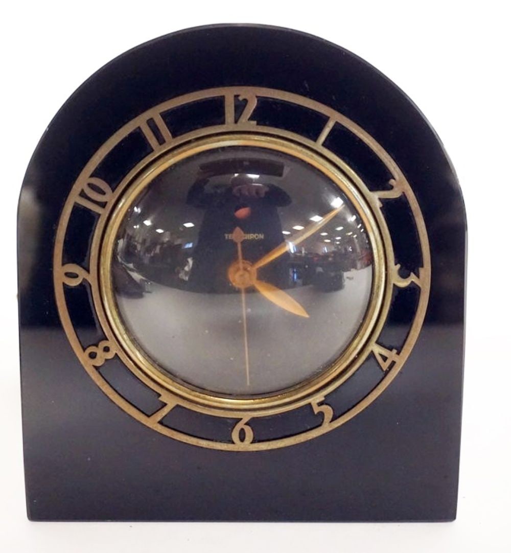 VINTAGE DECO STYLE BLACK ONYX CLOCK (1 of 3)