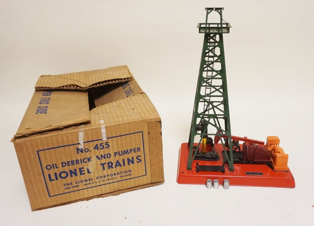 LIONEL O GAUGE TRAIN: LIONEL O GAUGE TRAIN NO 455 OIL DERRICK & PUMPER