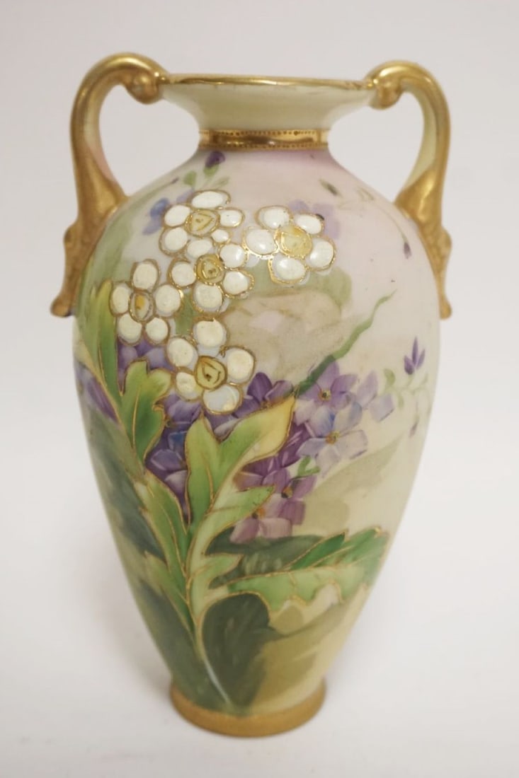 HAND PAINTED NIPPON PORCELAIN VASE: HAND PAINTED NIPPON PORCELAIN VASE, APPROXIMATELY 7 IN HIGH