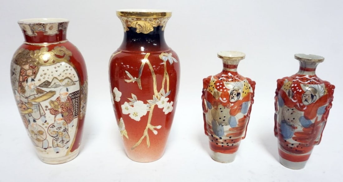 ASSORTED ASIAN VASES: GROUP OF ASSORTED ASIAN VASES, INCLUDING 1 PAIR, LARGEST APPROXIMATELY 9 IN H