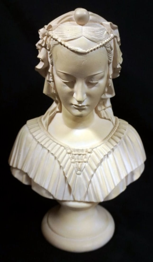 PLASTER BUST OF WOMAN: PLASTER BUST OF WOMAN, APPROXIMATELY 14 IN H
