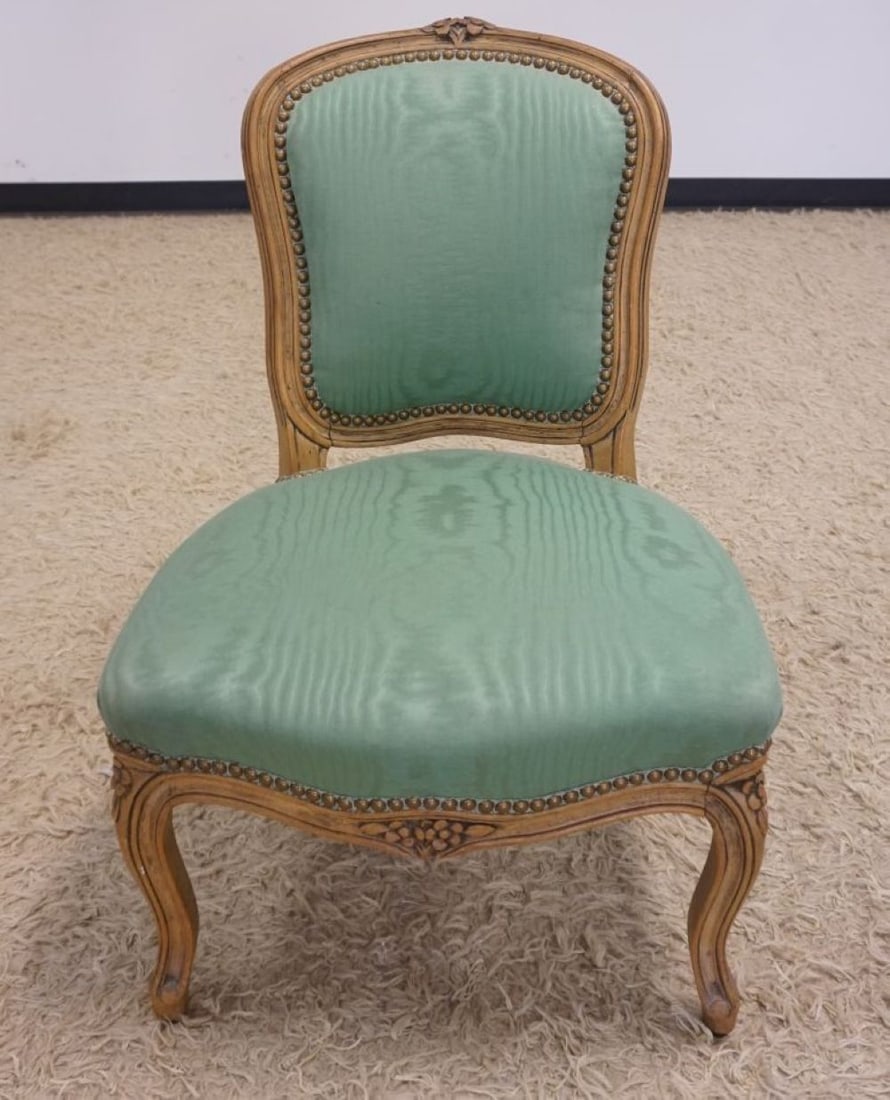 ANTIQUE FRENCH PROVINCAL SIDE CHAIR: ANTIQUE FRENCH PROVINCAL UPHOLSTERED SIDE CHAIR