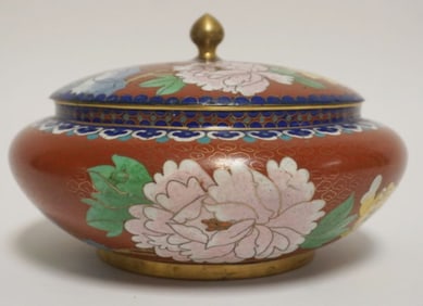 CLOISONNE ENAMELED COVERED BOWL