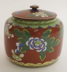 CLOISONNE ENAMELED COVERED JAR
