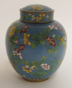 CLOISONNE ENAMELED COVERED URN