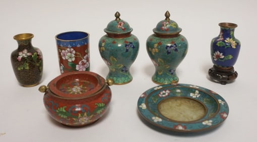 GROUP OF ASSORTED CLOISONNE ENAMELED ITEMS