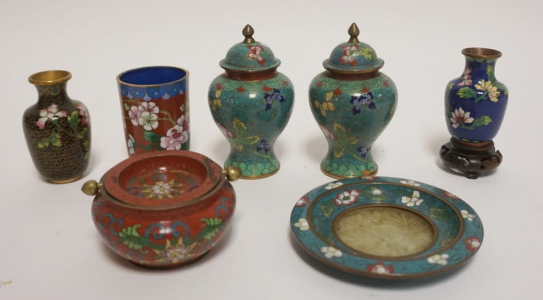 GROUP OF ASSORTED CLOISONNE ENAMELED ITEMS (1 of 6)