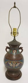 BRONZE CLOISONNE TABLE LAMP
