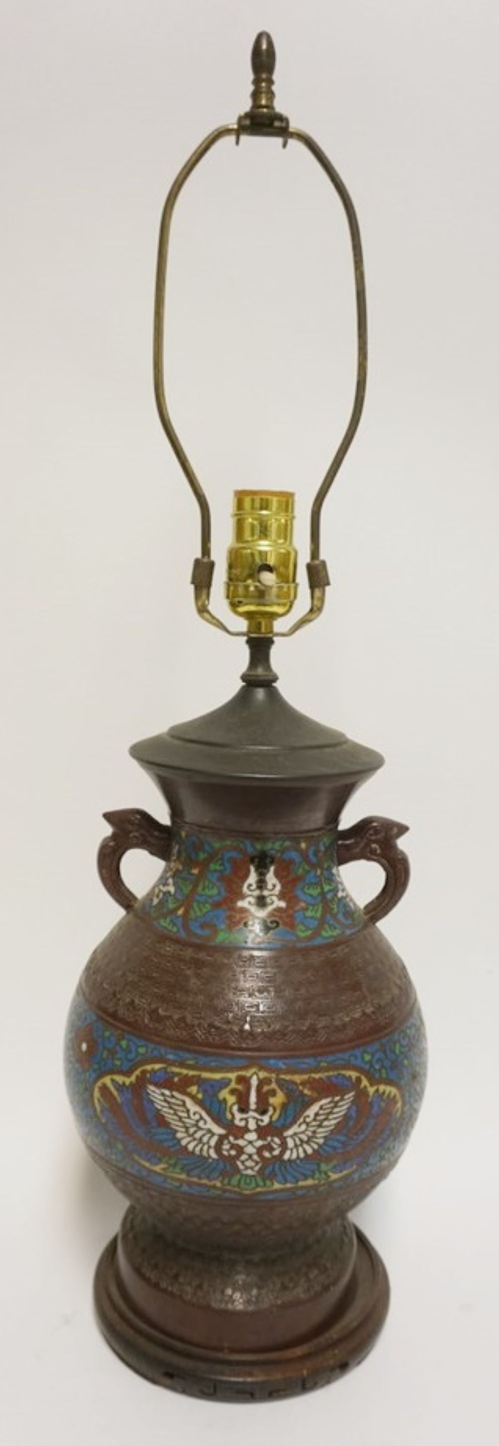 BRONZE CLOISONNE TABLE LAMP (1 of 3)
