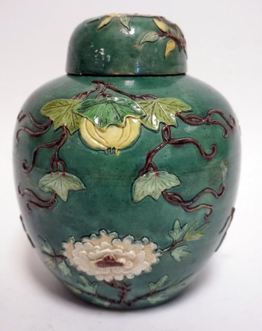CHINESE PORCELAIN MAJOLICA GINGER JAR (1 of 6)