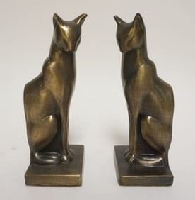 PAIR OF FRANKART CAST METAL CAT BOOKENDS