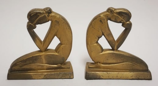 PAIR OF CAST METAL ART DECO BOOKENDS