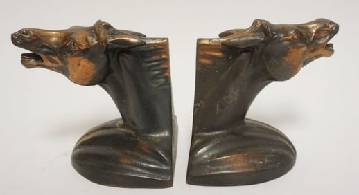 PAIR OF CAST METAL HORSE HEAD BOOKENDS