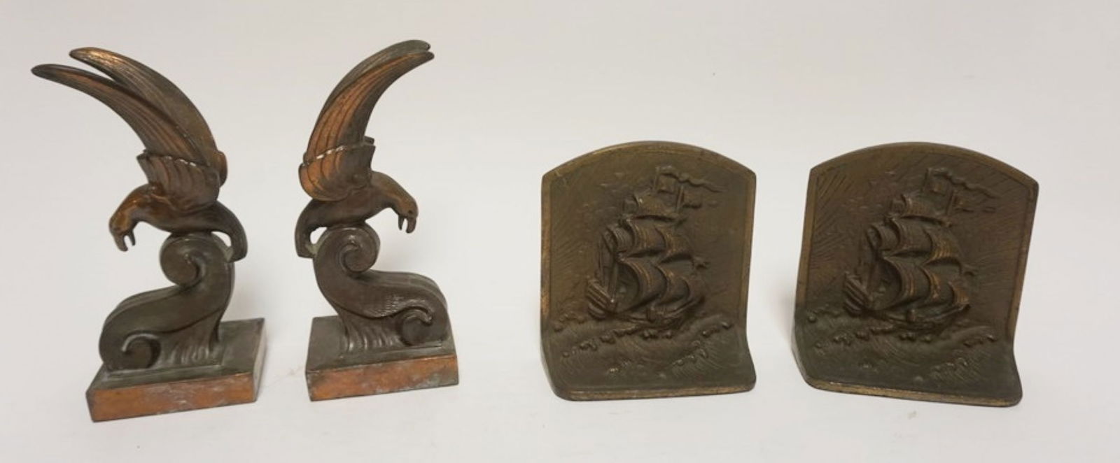 2 PAIRS OF CAST METAL BOOKENDS (1 of 4)