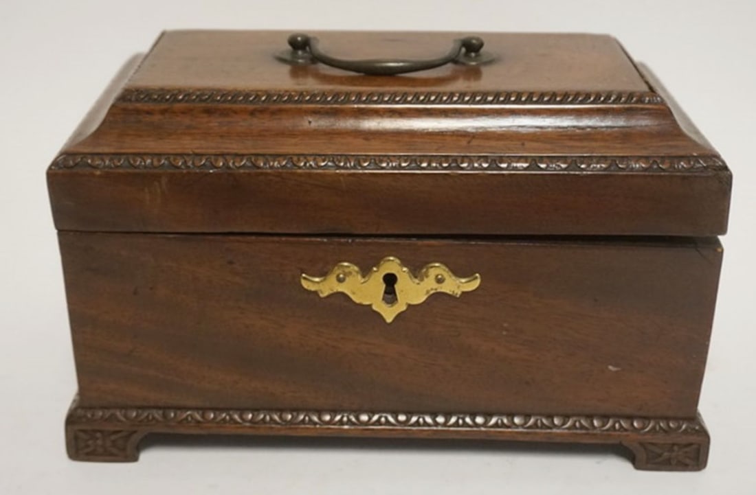 ANTIQUE ENGLISH WALNUT TEA CADDY (1 of 4)