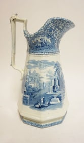 ANTIQUE BLUE & WHITE TRANSFER PITCHER