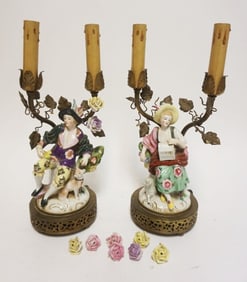 PAIR OF PORCELAIN FIGURAL LAMPS