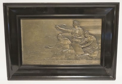 FRAMED REPOUSSE BRONZE PLAQUE