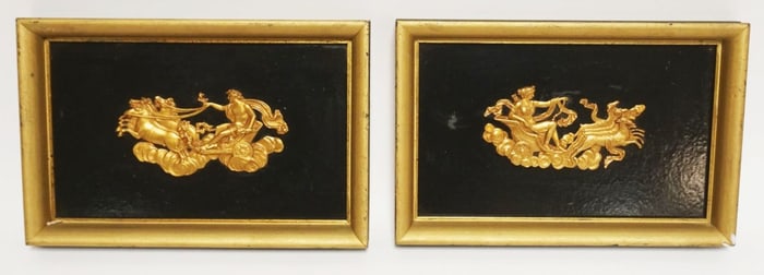 EMBOSSED GILT METAL CHARIOTS