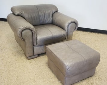 GREY LEATHER ARMCHAIR