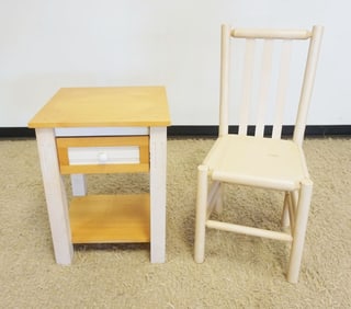 PINE ONE DRAWER STAND W/SIDE CHAIR