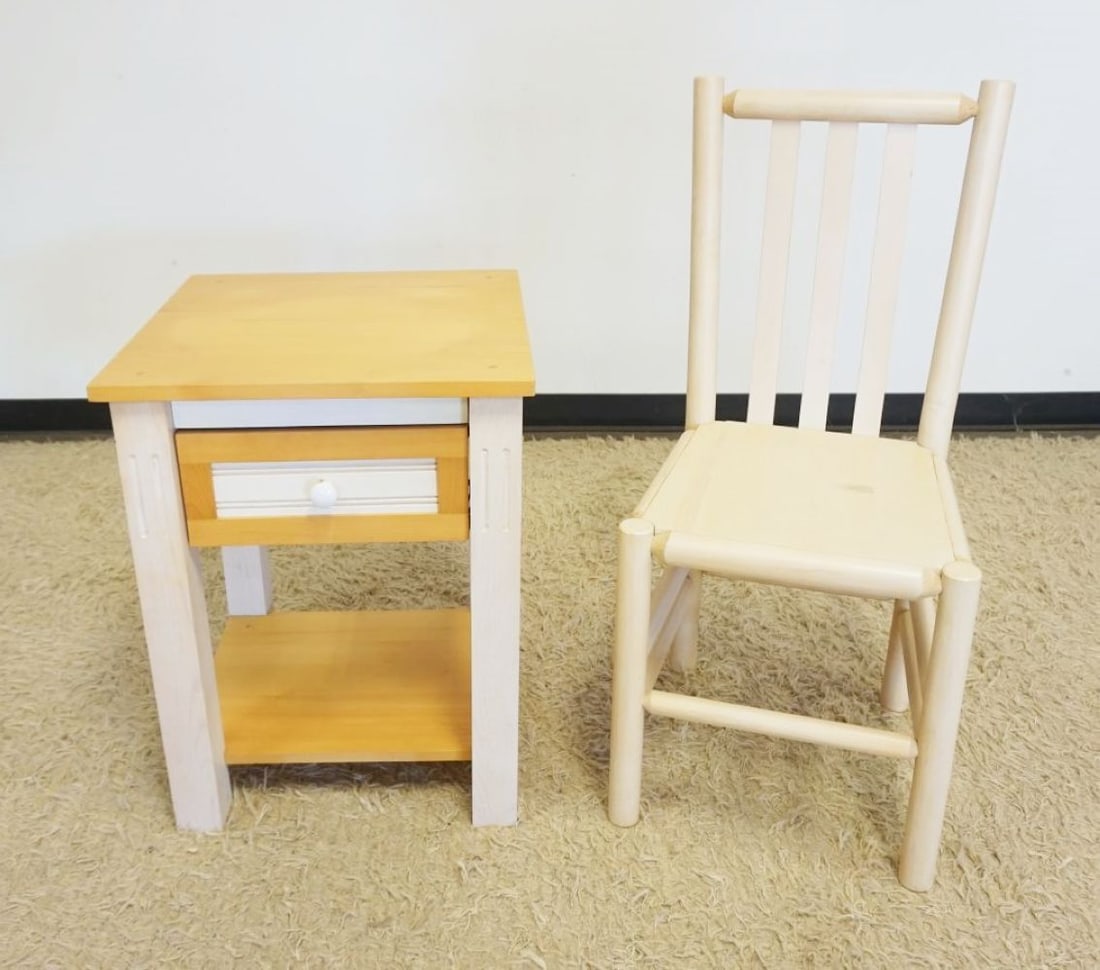 PINE ONE DRAWER STAND W/SIDE CHAIR (1 of 2)