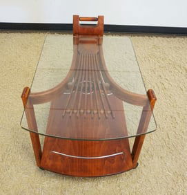 DANISH MAHOGANY ROLLING SERVING CART