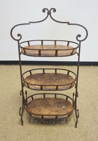 FANCY WROUGHT IRON 3 TEIR OVAL STAND