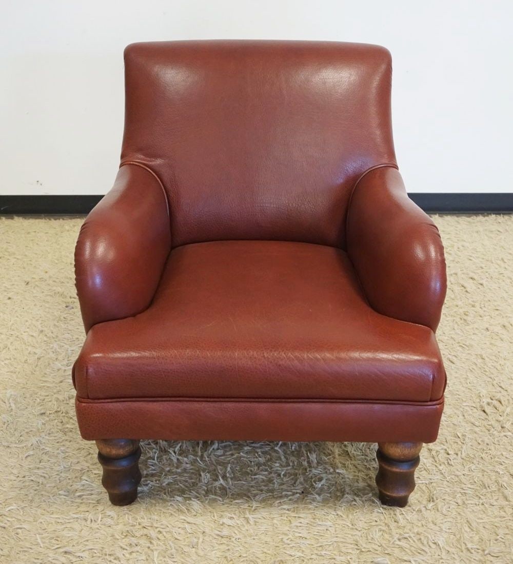ROCHE BOBOIS LEATHER ARMCHAIR: ROCHE BOBOIS LEATHER ARMCHAIR, APPROXIMATELY 28 IN X 37 IN X 35 IN HIGH