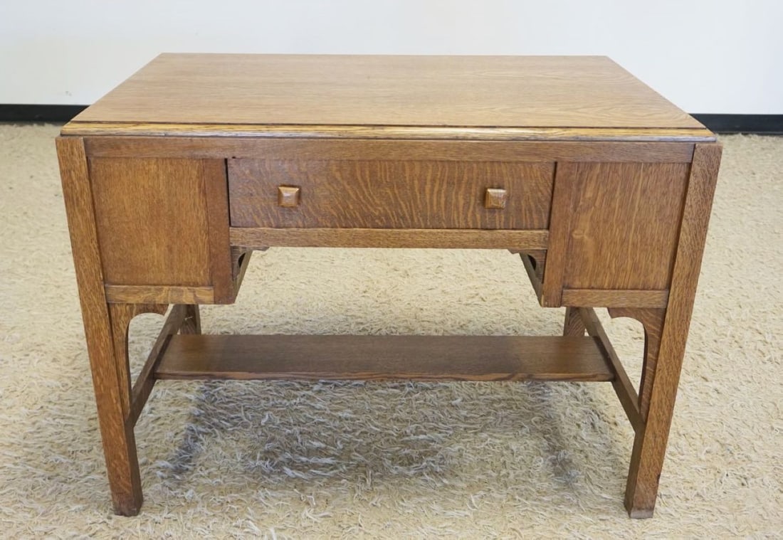 MISSION OAK STYLE ONE DRAWER DESK (1 of 8)