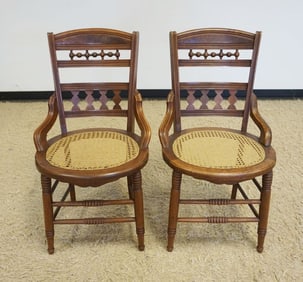 PAIR OF ANTIQUE WALNUT PARLOR CHAIRS