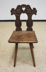 ANTIQUE WALNUT CARVED CLUB CHAIR