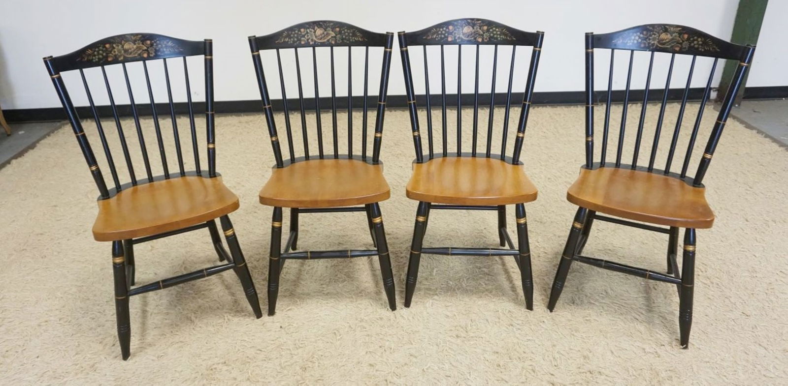 SET OF 4 L HITCHCOCK STENCILED DECORATED CHAIRS (1 of 3)