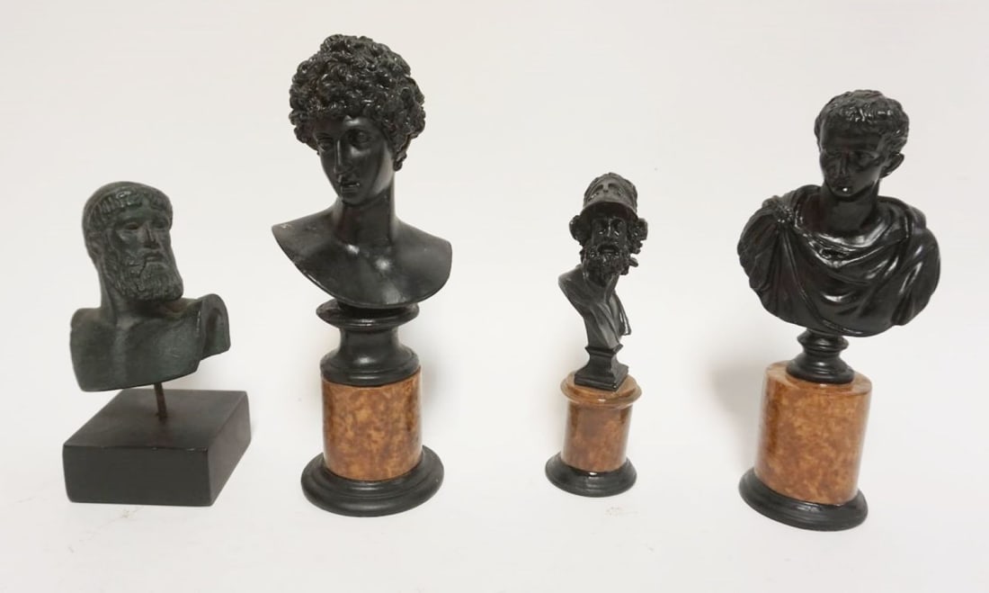 GROUP OF COMPOSITION NEOCLASSICAL BUSTS: GROUP OF COMPOSITION NEOCLASSICAL BUSTS, TALLEST APPROXIMATELY 9 IN HIGH