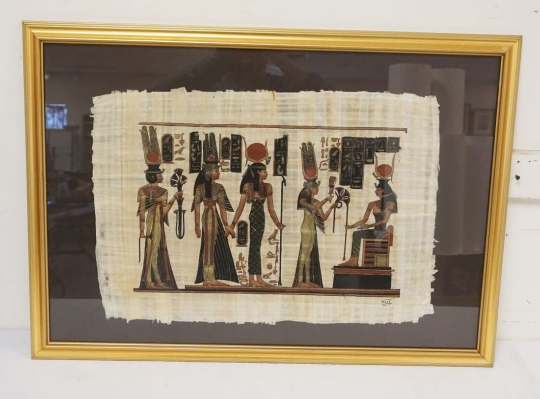 FRAMED EGYPTIAN PAPYRUS ART (1 of 3)